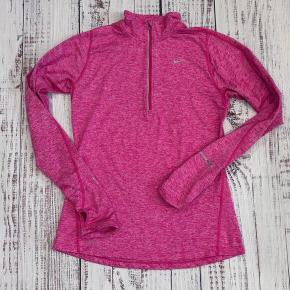 Nike Element Pink 1/4 Zip Running Top S Thumbholes Lightweight - Picture 1 of 8
